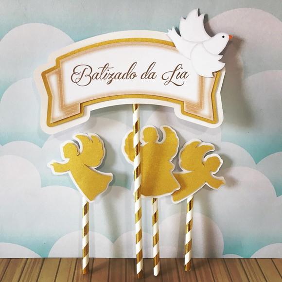 Arquivo de corte Batizado Branco com Dourado