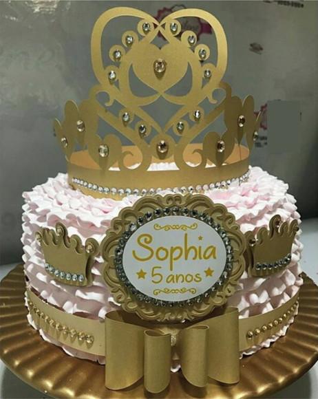Arquivo de corte topo de bolo Princesa dourada