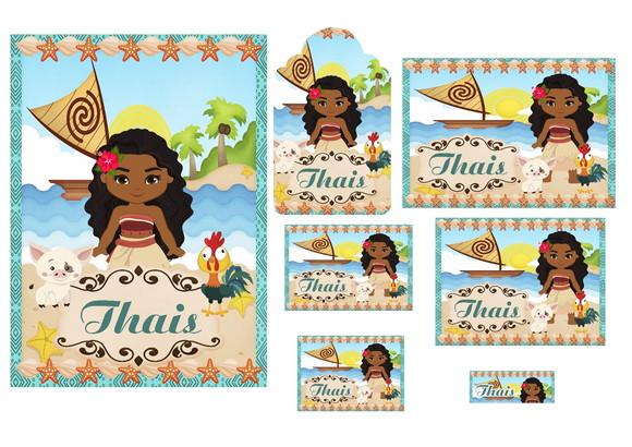Arquivo Etiquetas Escolares Moana Studio/PDF/PNG
