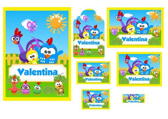 Arquivo Etiqueta Escolares Galinha Pintadinha Studio/PDF/PNG