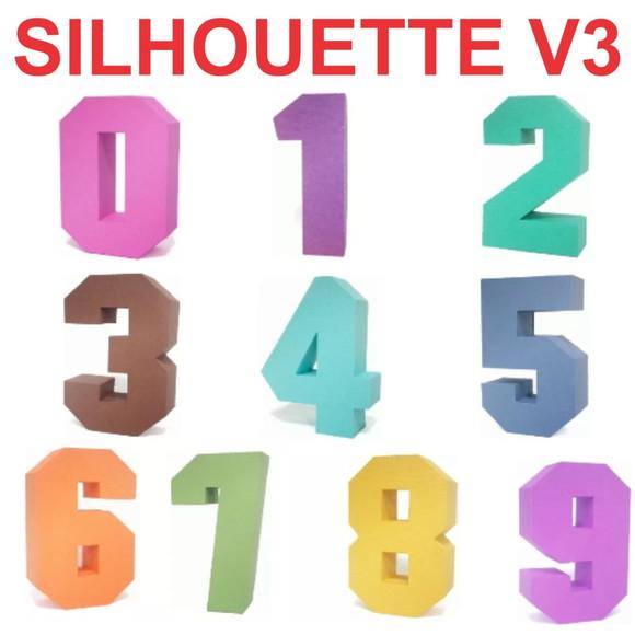 Arquivo Silhouette Numeros 3d Quadrados