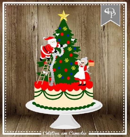 Arquivo Silhouette topo de bolo em camadas natal 07