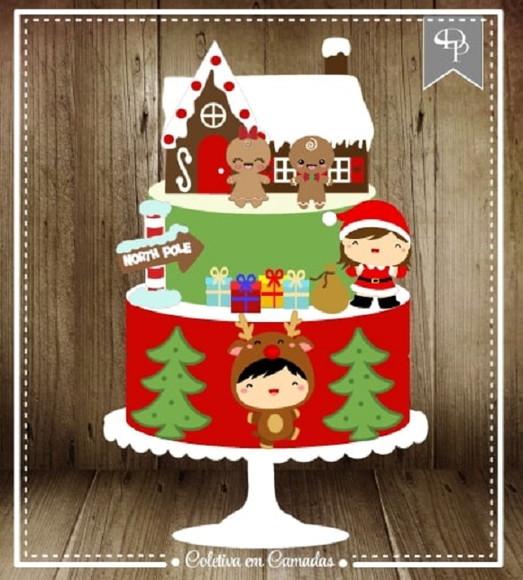 Arquivo Silhouette topo de bolo em camadas natal 28