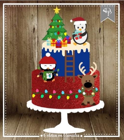 Arquivo Silhouette topo de bolo em camadas natal 22