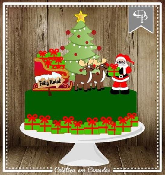 Arquivo Silhouettetpo de bolo em camadas natal 05