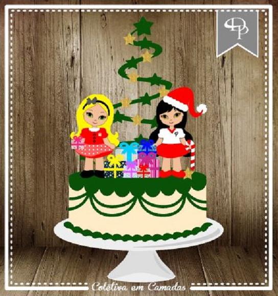Arquivo Silhouettetpo de bolo em camadas natal 02