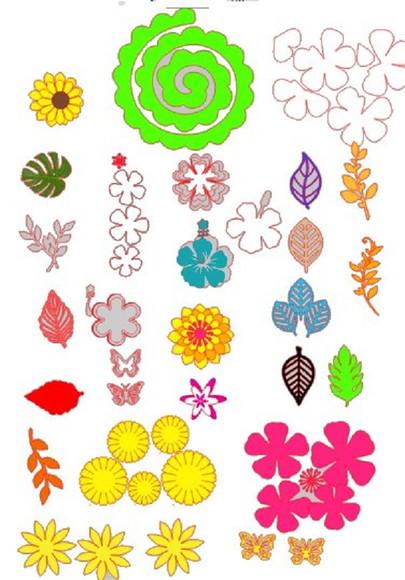 Arquivos silhouette Super Kit Flores e folhas 04