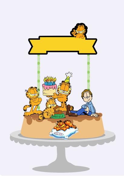 Arquivos Silhouette topo de bolo Garfield em camadas