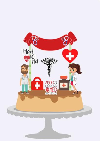 Arquivos Silhouette topo de bolo Medicina em camada