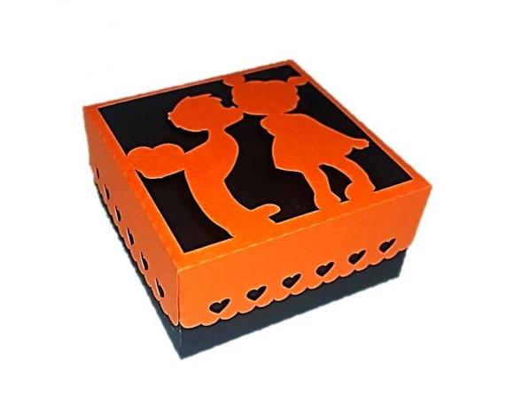caixa casal criança Silhouette