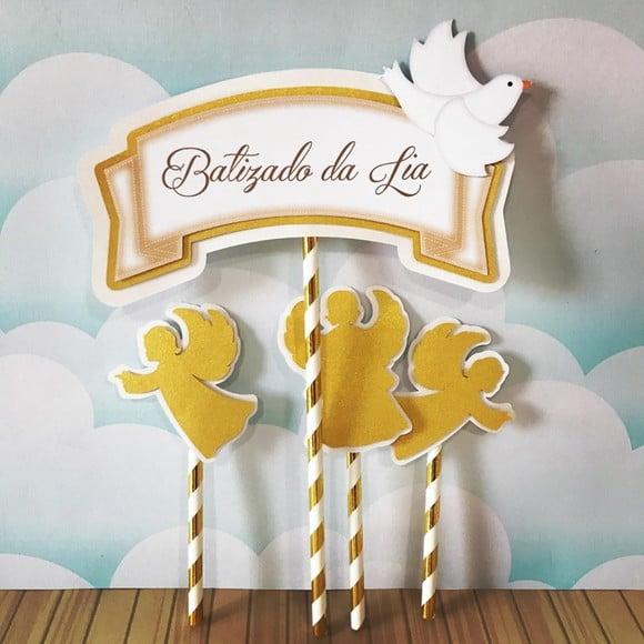 Arquivo de corte Batizado Branco com Dourado