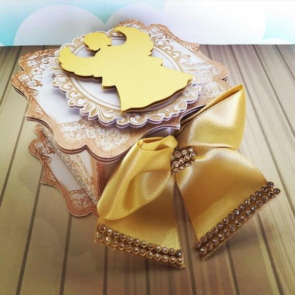 Arquivo de corte Batizado Branco com Dourado