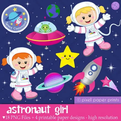 15 Kit Scrapbook Astronauta Papel Digital 387 Imagens