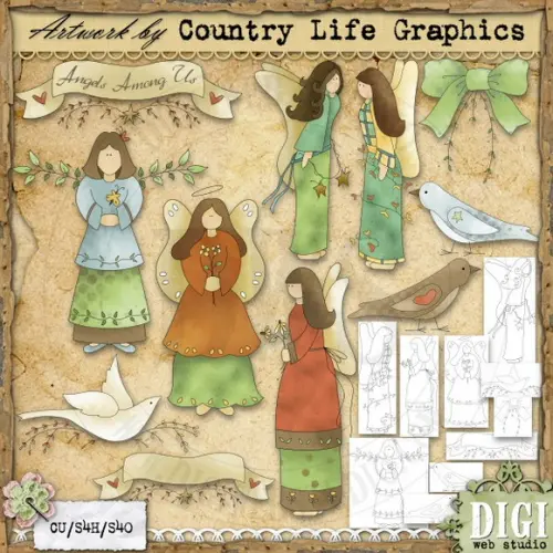 16 Kit Scrapbook Anjos E Fadas Papel Digital Elementos