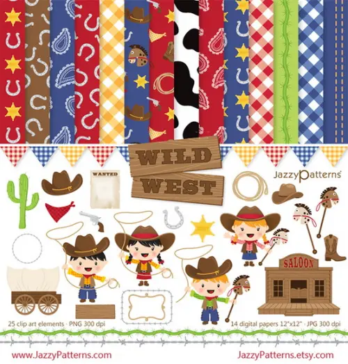 30 Kits Scrapbook Cawboy + De 700 Imagens Papel Digital