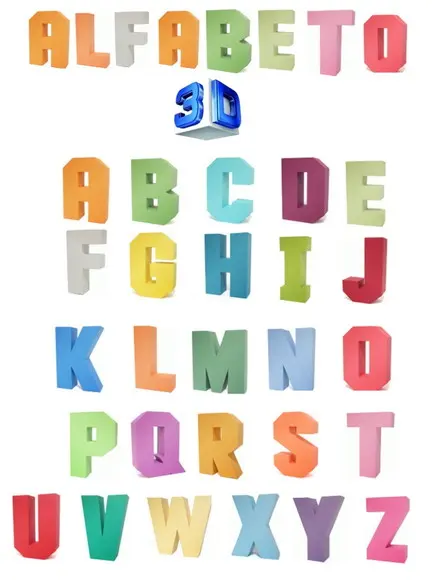 Alfabeto 3d Silhouette Letras Quadradas