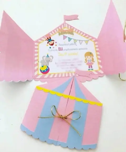 Arquivo Corte Convite Aniversário Circo Rosa Menina Sil