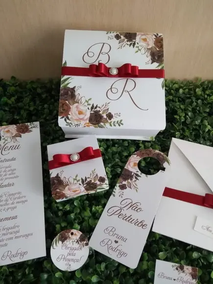 Arquivo Corte Convite Silhouette Casamento Marsala