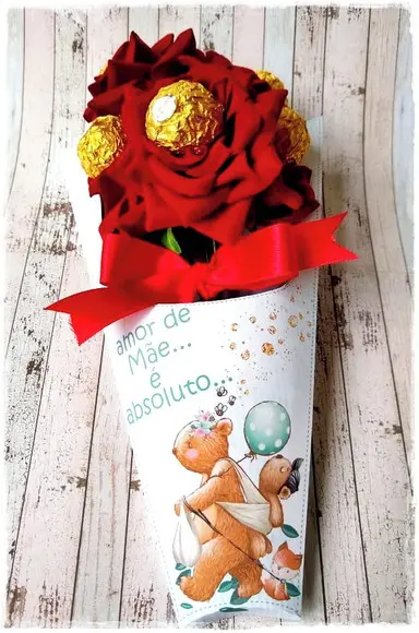 Arquivo Corte Silhouette caixa buque de flores dia das mães