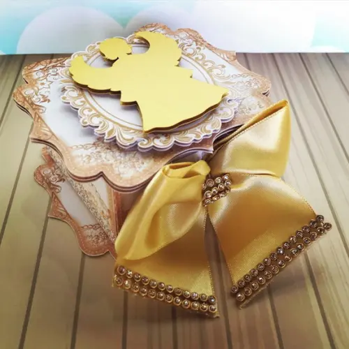 Arquivo de corte Batizado Branco com Dourado