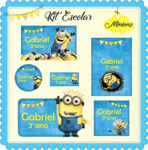Arquivo De Corte Silhouette Etiquetas Escolares minions