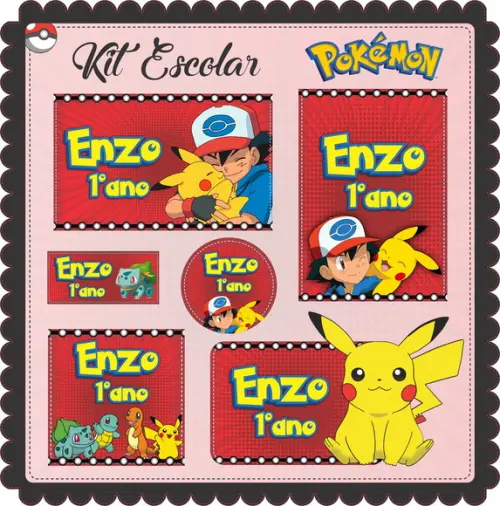 Arquivo De Corte Silhouette Etiquetas Escolares Pokemon