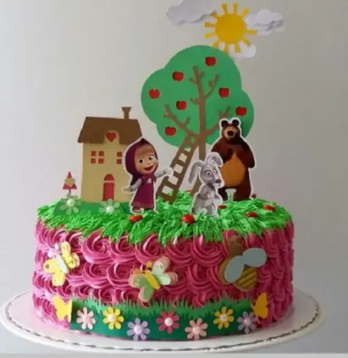 Arquivo de corte topo de bolo Marsha e o urso STUDIO 02