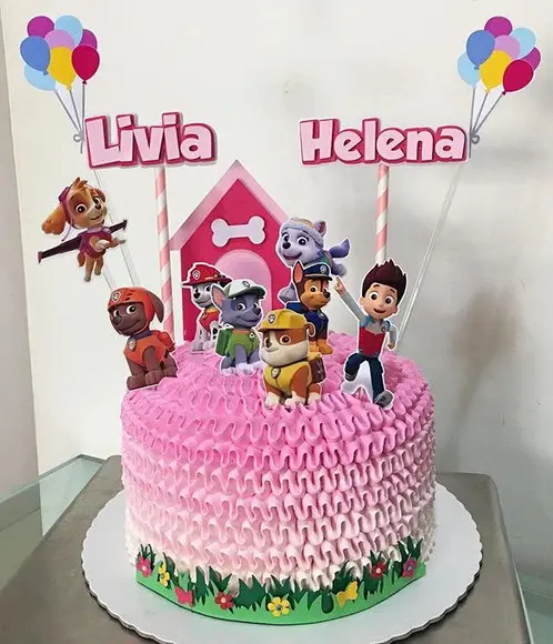 Arquivo de corte topo de bolo Patrulha canina rosa 01