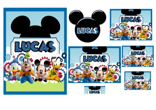 Arquivo Etiquetas Escolares Mickey Studio/PDF/PNG