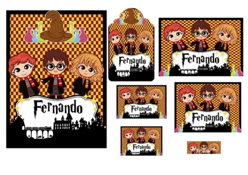 Arquivo Etiquetas Escolares Harry Potter Studio/PDF/PNG