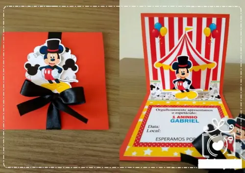 Arquivo Silhouette Convite Mickey Mouse Circo