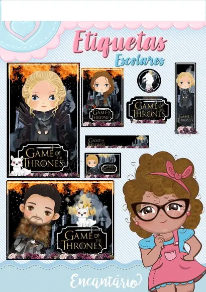 Arquivo Silhouette Etiqueta Escolares game of thrones Novo