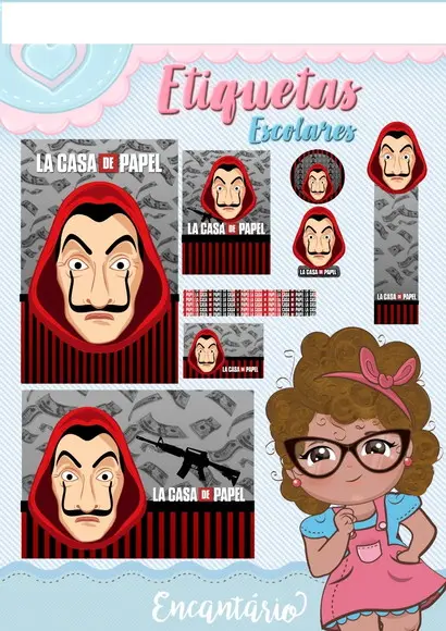 Arquivo Silhouette Etiqueta Escolares La casa de Papel Novo.
