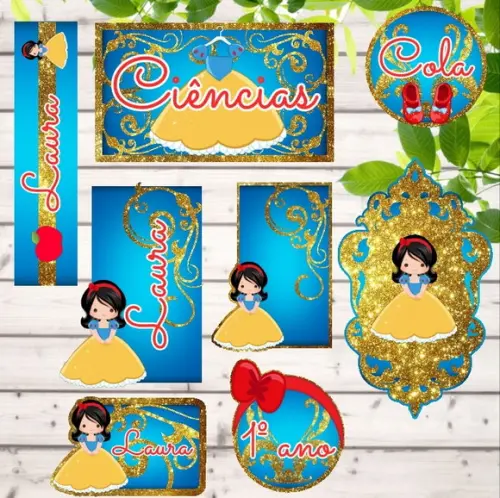 Arquivo Silhouette Etiquetas Escolares Branca de Neve 2020