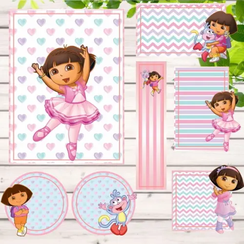 Arquivo Silhouette Etiquetas Escolares Dora Aventureira 2020