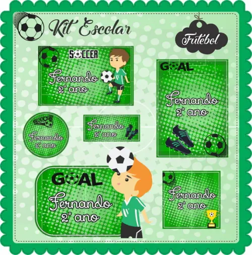 Arquivo Silhouette Etiquetas Escolares Futebol 02 Studio/PDF