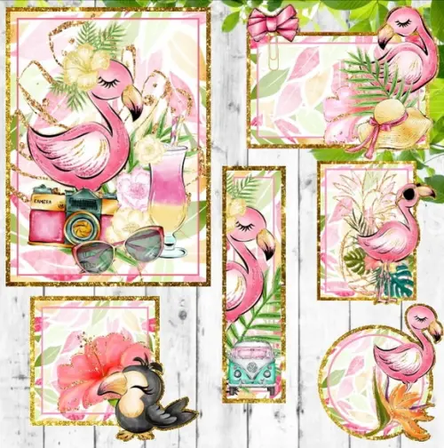 Arquivo Silhouette Etiquetas Escolares Flamingo 2020