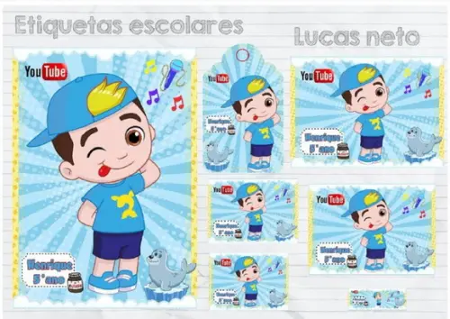 Arquivo Silhouette Etiquetas Escolares Lucas Neto Studio/PDF