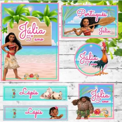 Arquivo Silhouette Etiquetas Escolares Moana Jovem 2020