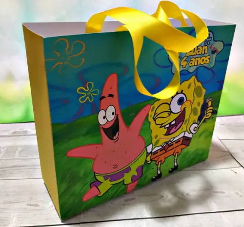 Arquivo Silhouette Sacolinha personalizada Bob Esponja
