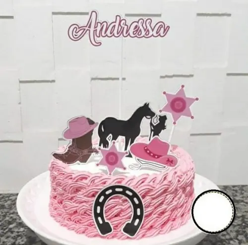 Arquivo silhouette topo de bolo Cowgirl 02