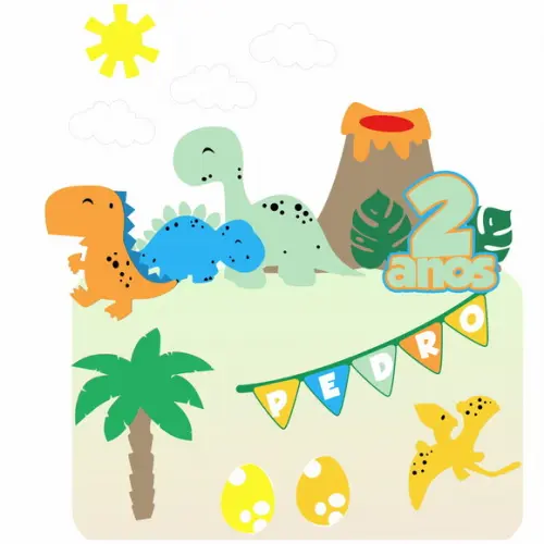 Arquivo Silhouette Topo De Bolo Dinossauros Em Camadas 01