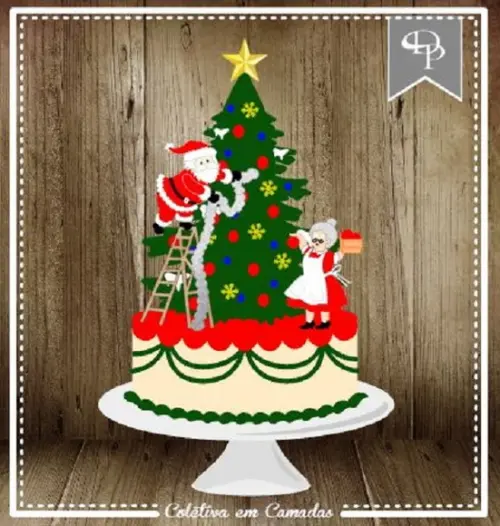Arquivo Silhouette topo de bolo em camadas natal 07
