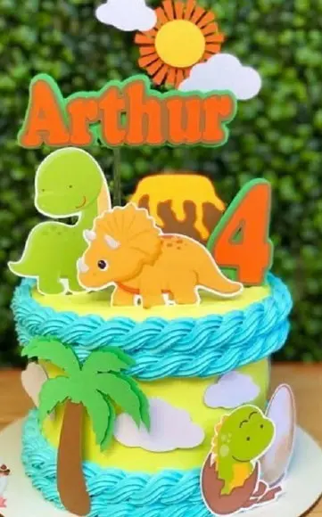 Arquivo silhouette topo de bolo em camadas Dinossauro 02