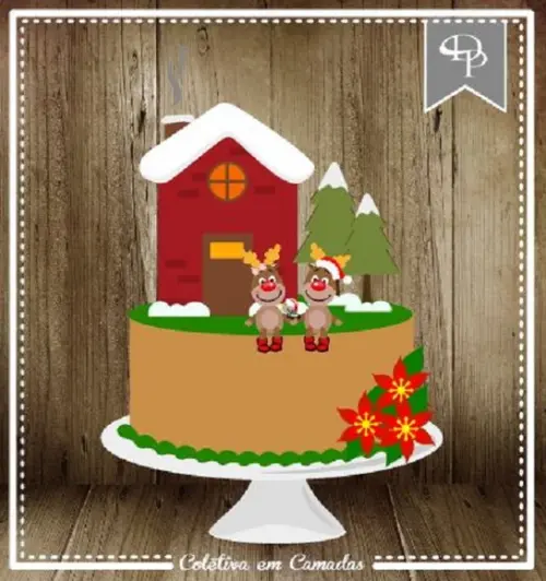 Arquivo Silhouette topo de bolo em camadas natal 11