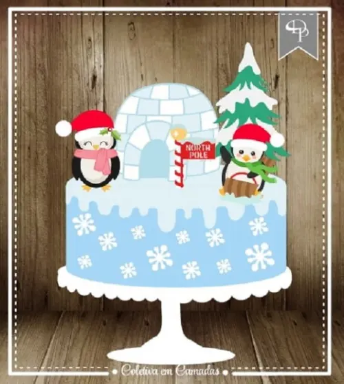 Arquivo Silhouette topo de bolo em camadas natal 29