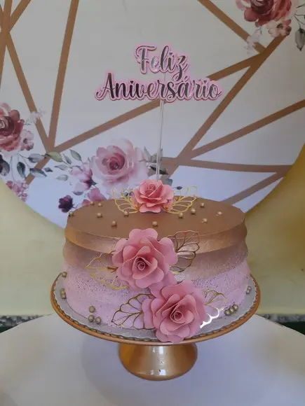 Arquivo Silhouette Topo De Bolo Feliz Aniversario Flores 02