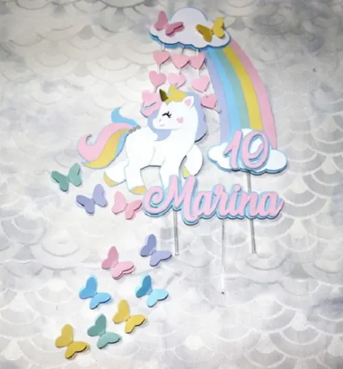 Arquivo Silhouette Topo De Bolo Unicornio 12