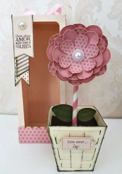 Arquivo Silhouette vaso Flor lápis