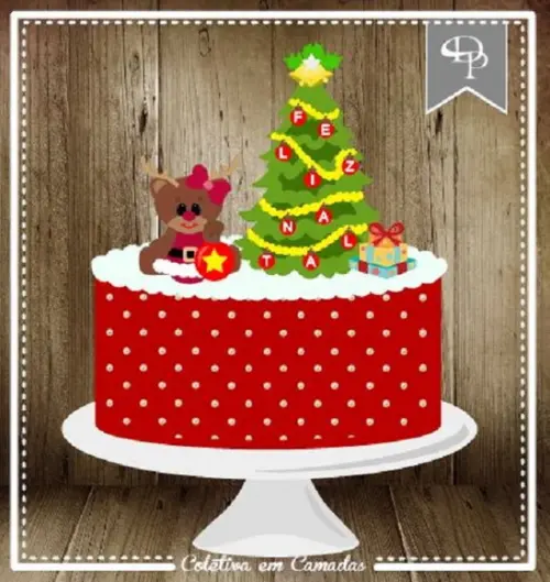 Arquivo Silhouettetpo de bolo em camadas natal 03